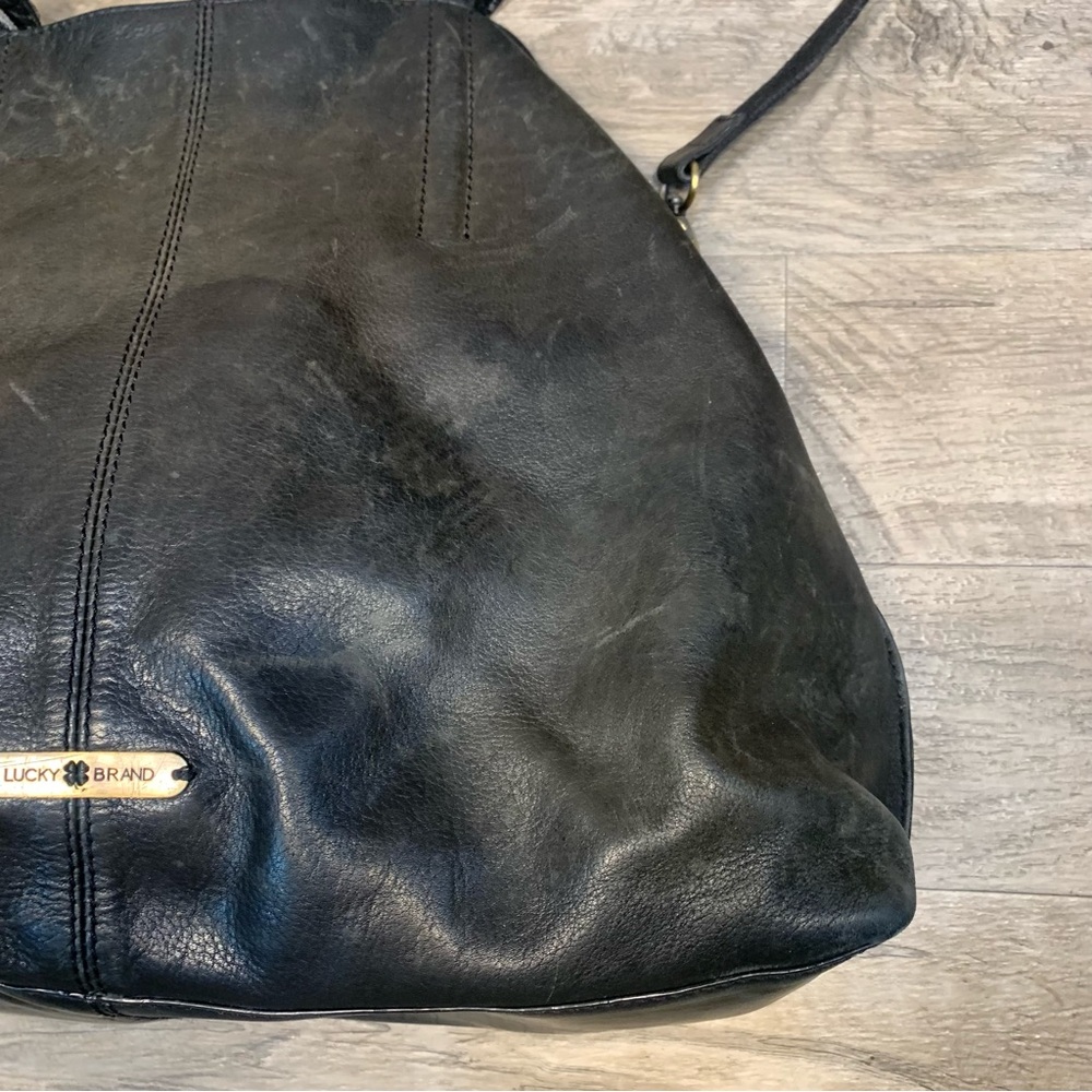 Lucky Brand VTG Leather Distressed Large Slouchy Crossbody Shoulder Bag - Picture 2 of 15